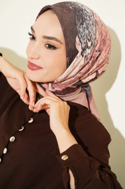 Printed Ayda Bamboo Crepe Scarf Latte