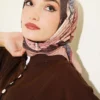 Printed Ayda Bamboo Crepe Scarf Latte - Image 2