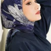 Printed Ayda Bamboo Crepe Scarf Parliament Blue
