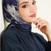 Printed Ayda Bamboo Crepe Scarf Parliament Blue - Image 2