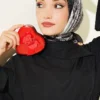 Printed Ayda Bamboo Crepe Scarf Black - Image 2