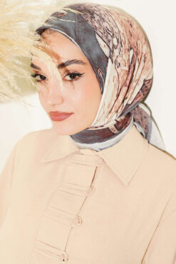 Alternative view of Printed Ayda Bamboo Crepe Scarf Aqua Green