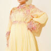 Printed Waist and Ankle Elastic Belted Dress Yellow - immagine 2