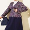 Patterned Waist Detail Skirt Set Navy Blue