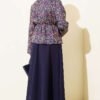 Patterned Waist Detail Skirt Set Navy Blue - Afbeelding 3