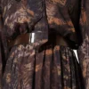 Printed Elastic Waist Chiffon Dress Brown - Image 4
