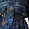 ⁦Printed Elastic Waist Chiffon Dress Navy Blue⁩ - الصورة ⁦4⁩