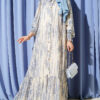 Printed Ankle-Cuffed Dress Blue