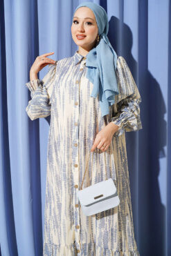 Alternative view of Printed Ankle-Cuffed Dress Blue