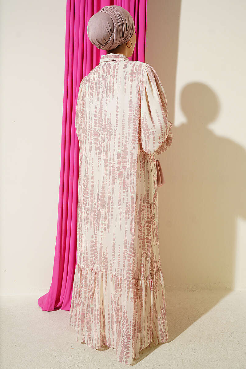 Printed Ankle-Cuffed Dress Powder Pink - Image 3