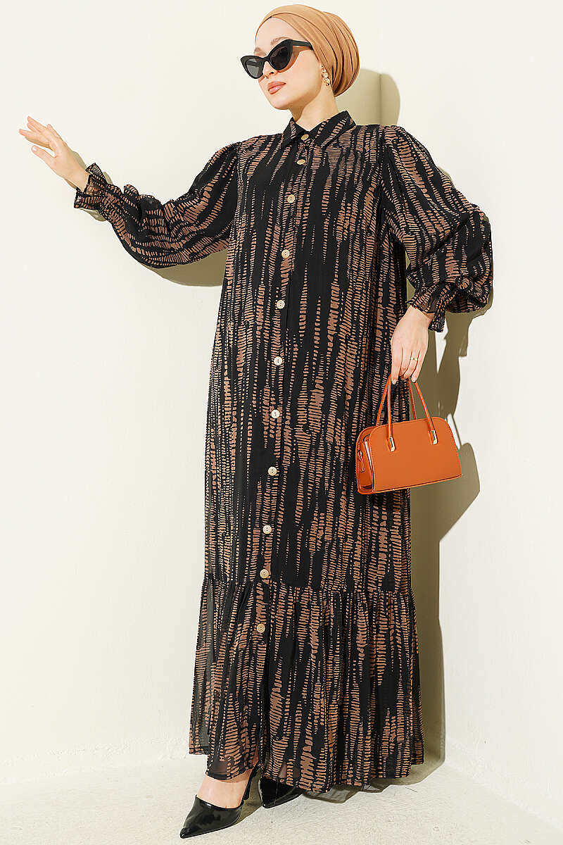 Printed Ankle-Cuffed Dress Mink