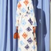 Patterned Full-Length Button-Up Dress Blue – Bild 3