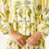 Printed Buttoned Ankle Elastic Tiered Dress Yellow - Image 4