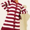 Patterned Button Detail Knit Cardigan Burgundy