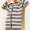 Patterned Button Detail Knit Cardigan Smoke