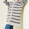 Patterned Button Detail Knit Cardigan Grey