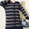 Patterned Button Detail Knit Cardigan Navy Blue - Image 2