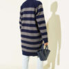 Patterned Button Detail Knit Cardigan Navy Blue - Image 3