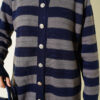 Patterned Button Detail Knit Cardigan Navy Blue - Image 4