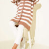 Patterned Button Detail Knit Cardigan Latte - immagine 2