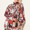 Printed Belted Satin Two-Piece Set Brown - Imagen 2