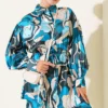 Printed Belted Satin Two-Piece Set Green - Image 2
