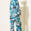 Printed Belted Satin Two-Piece Set Green - Image 3