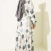 Printed Ruffled Satin Dress Smoke - Image 3