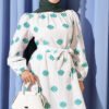 Floral Print Dress with Stand-Up Collar Stone - Image 2
