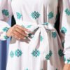 Floral Print Dress with Stand-Up Collar Stone - Image 4