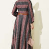 Printed Flared Dress with Stand Collar Anthracite – Bild 3