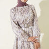 High Neck Jacquard Pattern Dress Lilac – Image 2