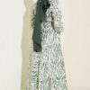 High Neck Jacquard Pattern Dress Green – Image 3