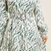 High Neck Jacquard Pattern Dress Green – Image 4