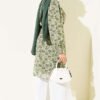High Neck Mixed Pattern Chiffon Tunic Khaki – Bild 3