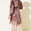 Printed Tunic with Stand Collar and Gathered Sleeves Powder Pink – Image 3