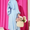 ⁦High Neck Piece Detailed Three-Layered Skirt Two-Piece Set Baby Blue⁩ - الصورة ⁦3⁩