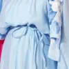 ⁦High Neck Piece Detailed Three-Layered Skirt Two-Piece Set Baby Blue⁩ - الصورة ⁦4⁩