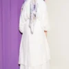 High Neck Piece Detailed Three-Layered Skirt Two-Piece Set Ecru - Image 3