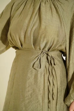 Alternative view of High Neck Piece Detailed Three-Layered Skirt Two-Piece Set Khaki