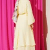 ⁦High Neck Piece Detailed Three-Layered Skirt Two-Piece Set Yellow⁩ - الصورة ⁦3⁩