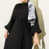 High Neck Piece Detailed Three-Layered Skirt Two-Piece Set Black - Image 2