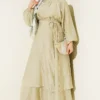 High Neck Piece Detailed Three-Layered Skirt Two-Piece Set