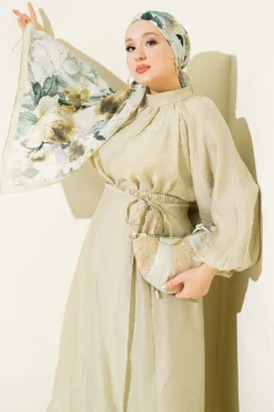 Alternative view of High Neck Piece Detailed Three-Layered Skirt Two-Piece Set