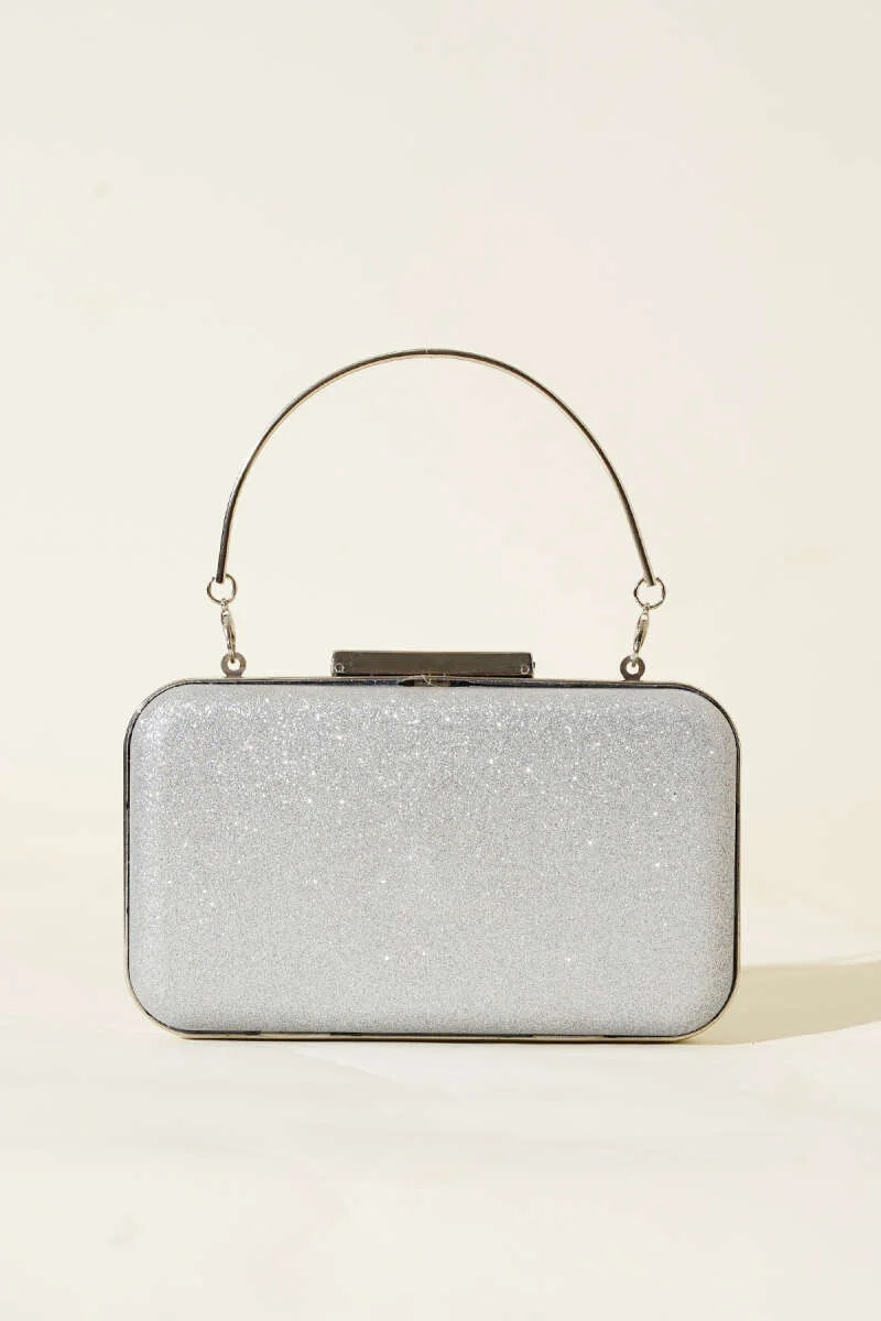 Rectangular Handle Evening Bag Silver - Image 2