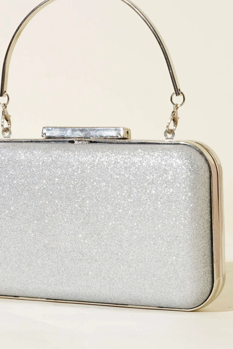 Rectangular Handle Evening Bag Silver - Image 3