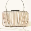 Rectangular Handle Satin Pleated Evening Bag Beige - Afbeelding 2