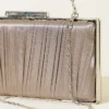 Rectangular Satin Pleated Evening Clutch Bag Mink – Image 3