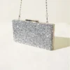 Rectangular Embellished Evening Clutch Bag Silver
