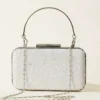 Rectangular Stone-Handled Evening Bag White – Image 2